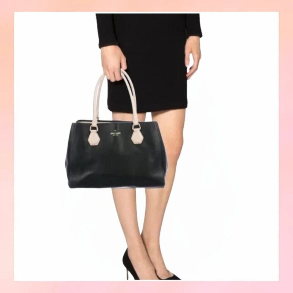Kate Spade Black Leather Tote with Magnetic Snap Tab Closure